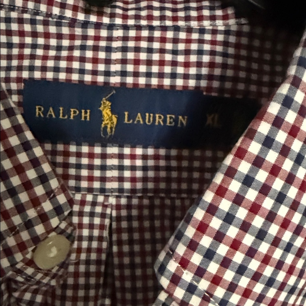 Ralph Lauren Blue Label Burgundy Checkered Shirt XL - Picture 3 of 7